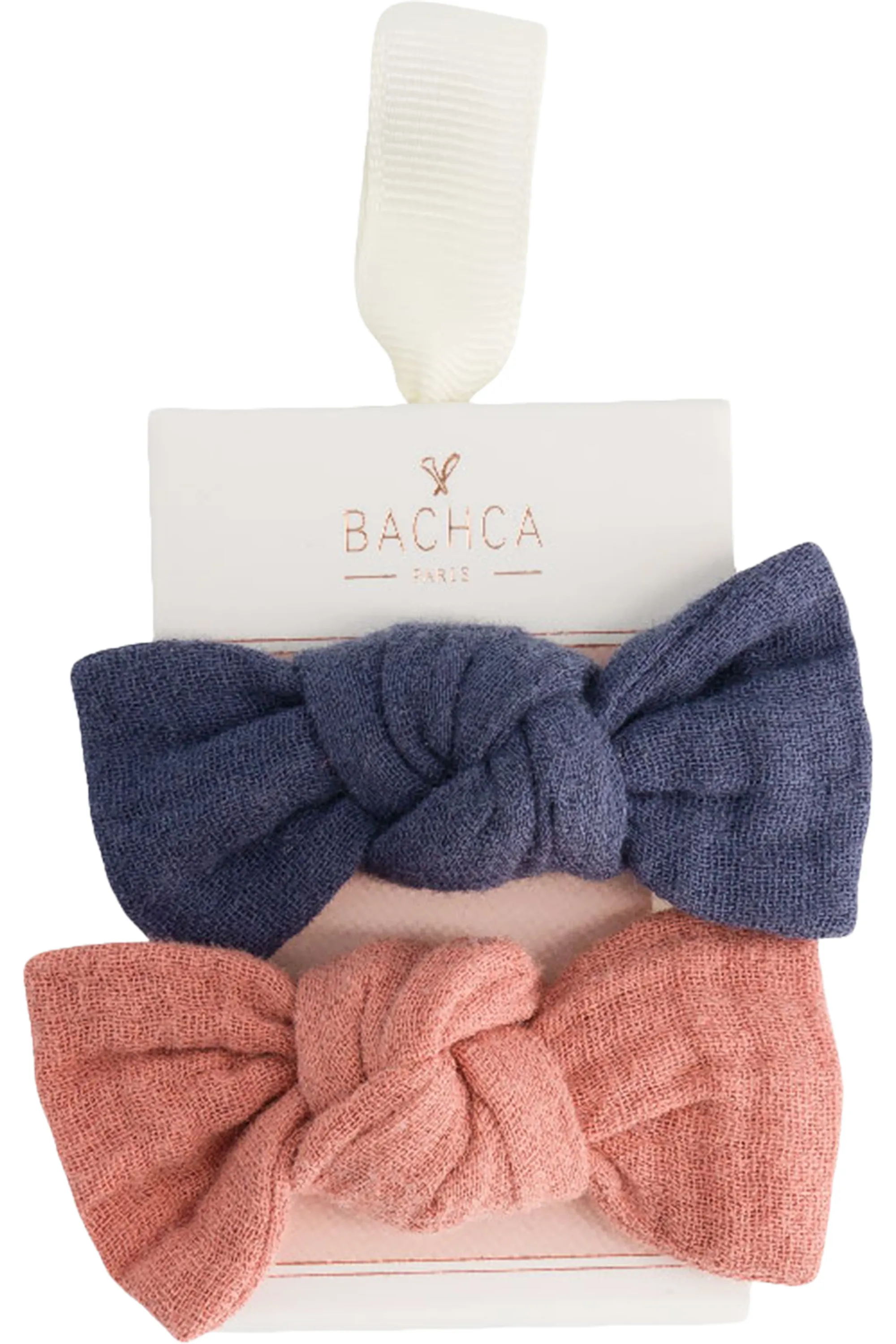 Bachca Lot de 2 barrettes nœud en gaze de coton-17 g