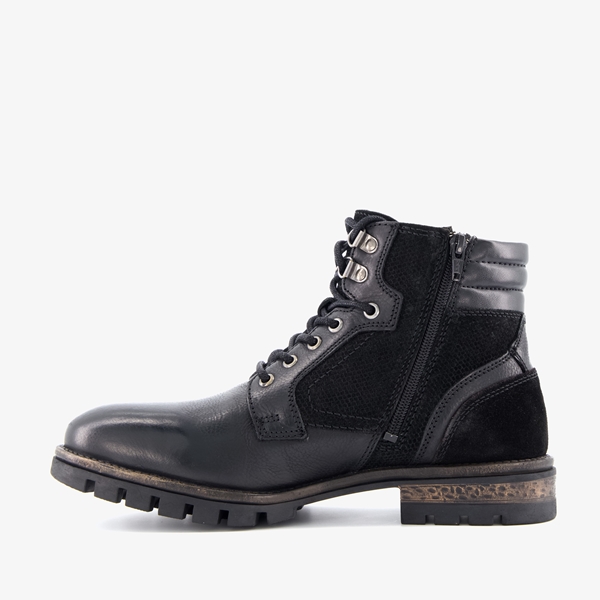 Van Beers leren heren veterboots zwart met suede