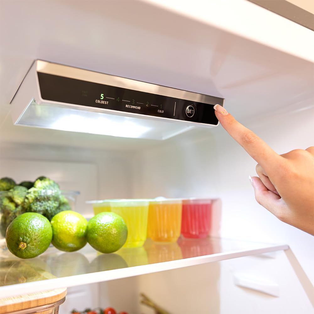 Cecotec Réfrigérateur combiné Bolero CoolMarket Combi 250 WD Black Glass D. Capacité de 250L, classe D, compresseur Inverter, Total No Frost, porte ré