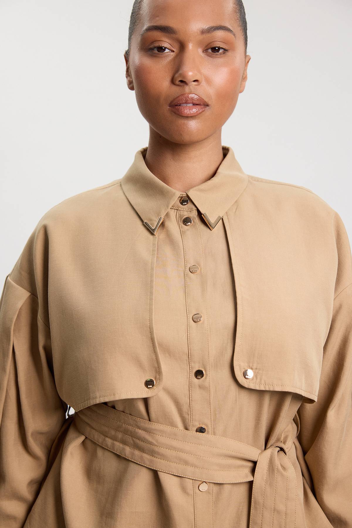 KarenMillen Chemise Grande Taille En Sergé De Cupro Style Utilitaire
