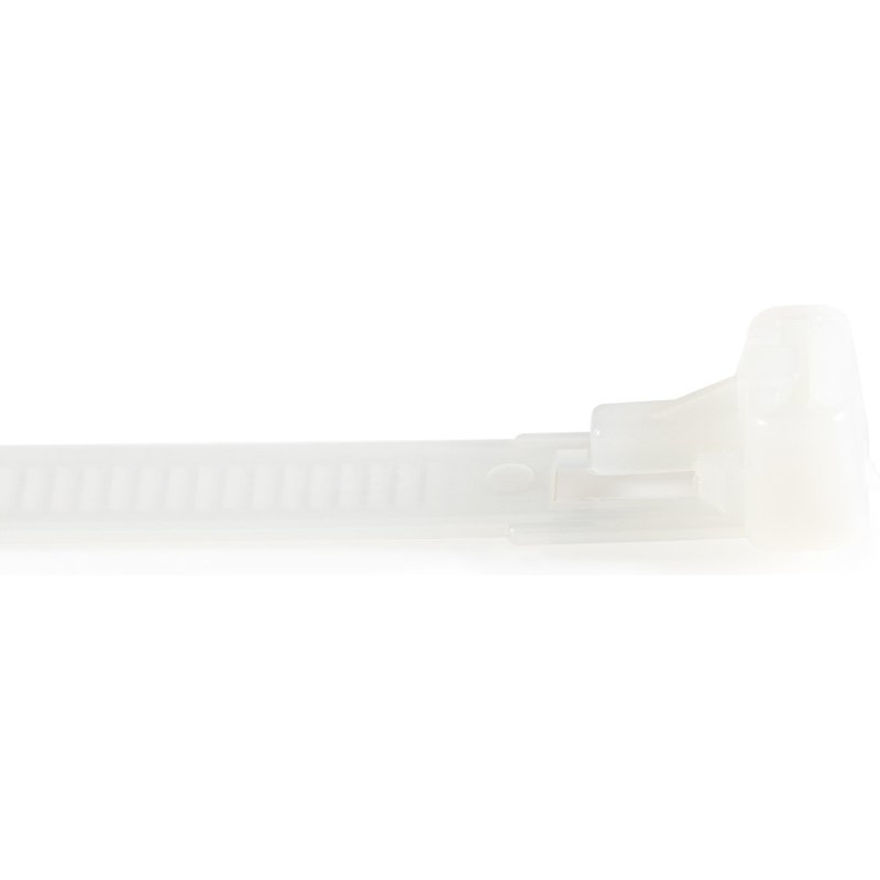 StarTech.com Colliers de Serrage Réutilisables 25 cm Blancs - Largeur 7 mm - Diam. faisceau 65 mm - Résistance traction 22 kg - Colson nylon détachable - Intérieur/extérieur - Homologués 94V-2/UL - 100 pcs