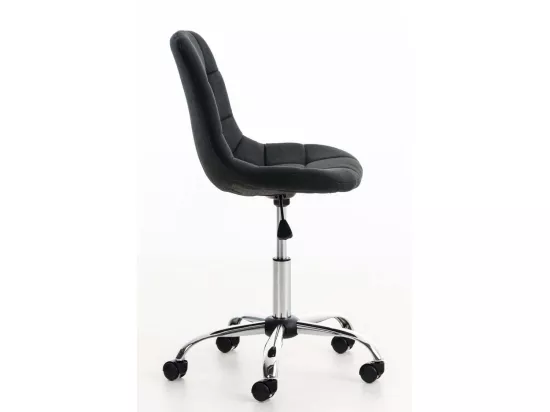 Chaise de bureau - Tissu & Métal chromé - Noir - Emil
