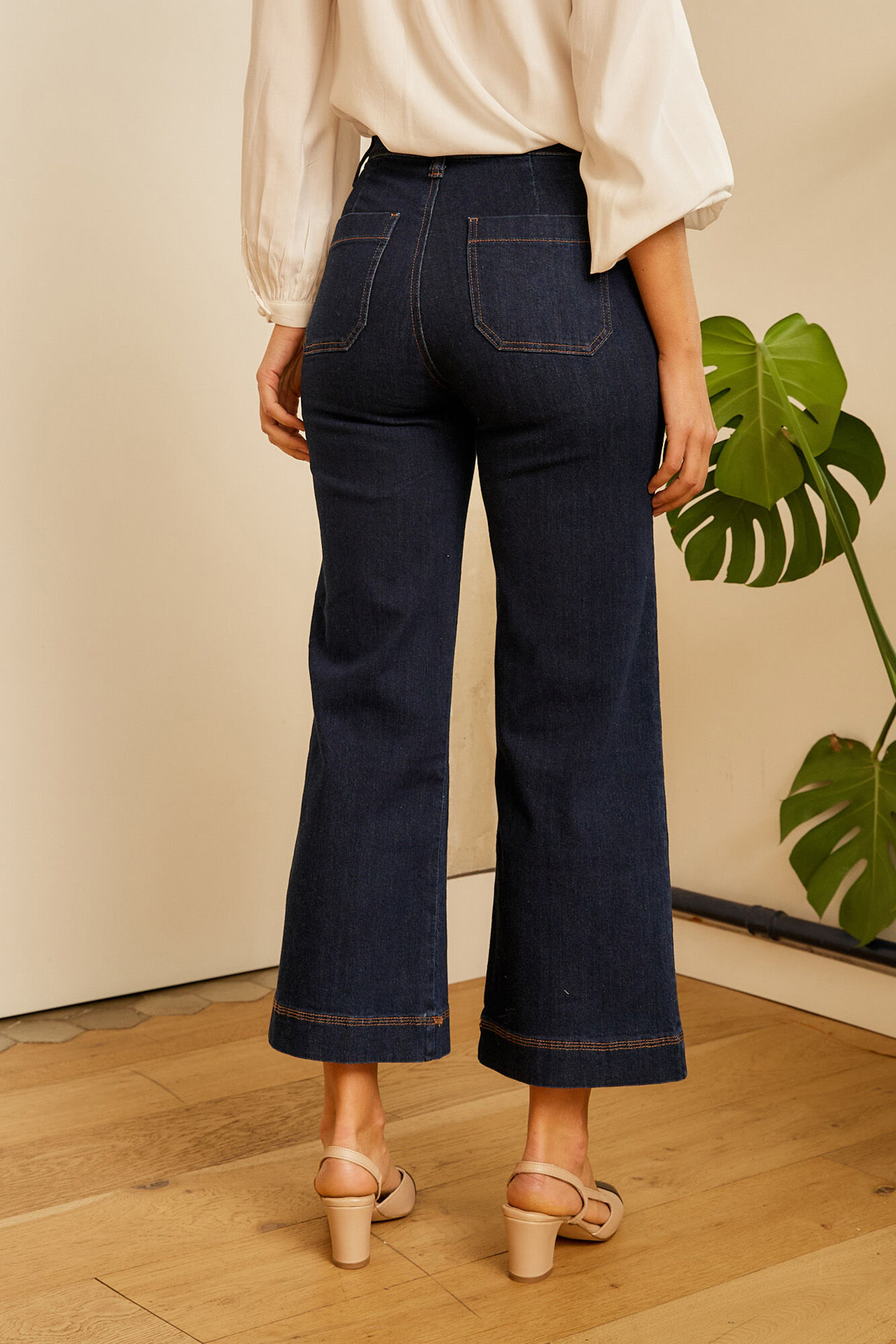 Calça cropped azul marinho - Azul marinho