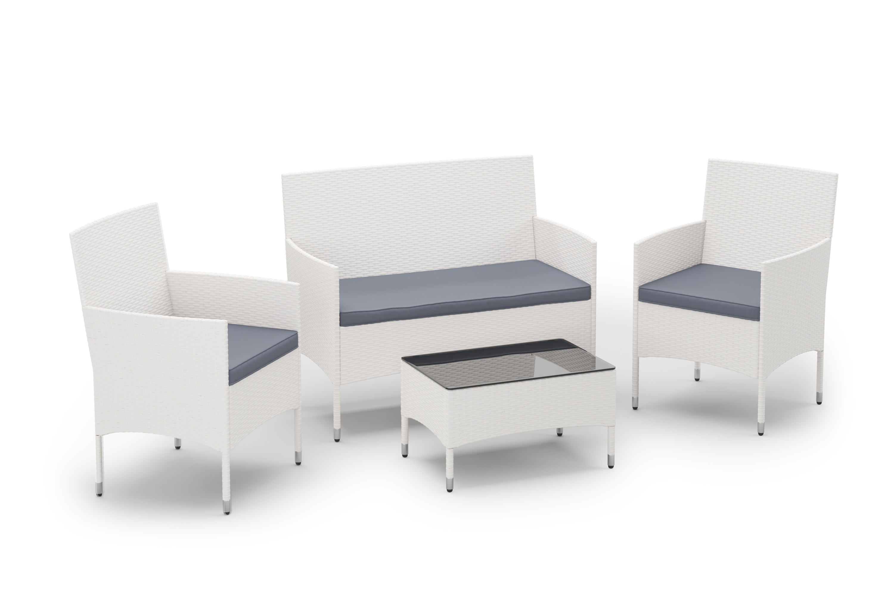 Gartenset Rattan MALIA weiss/grau