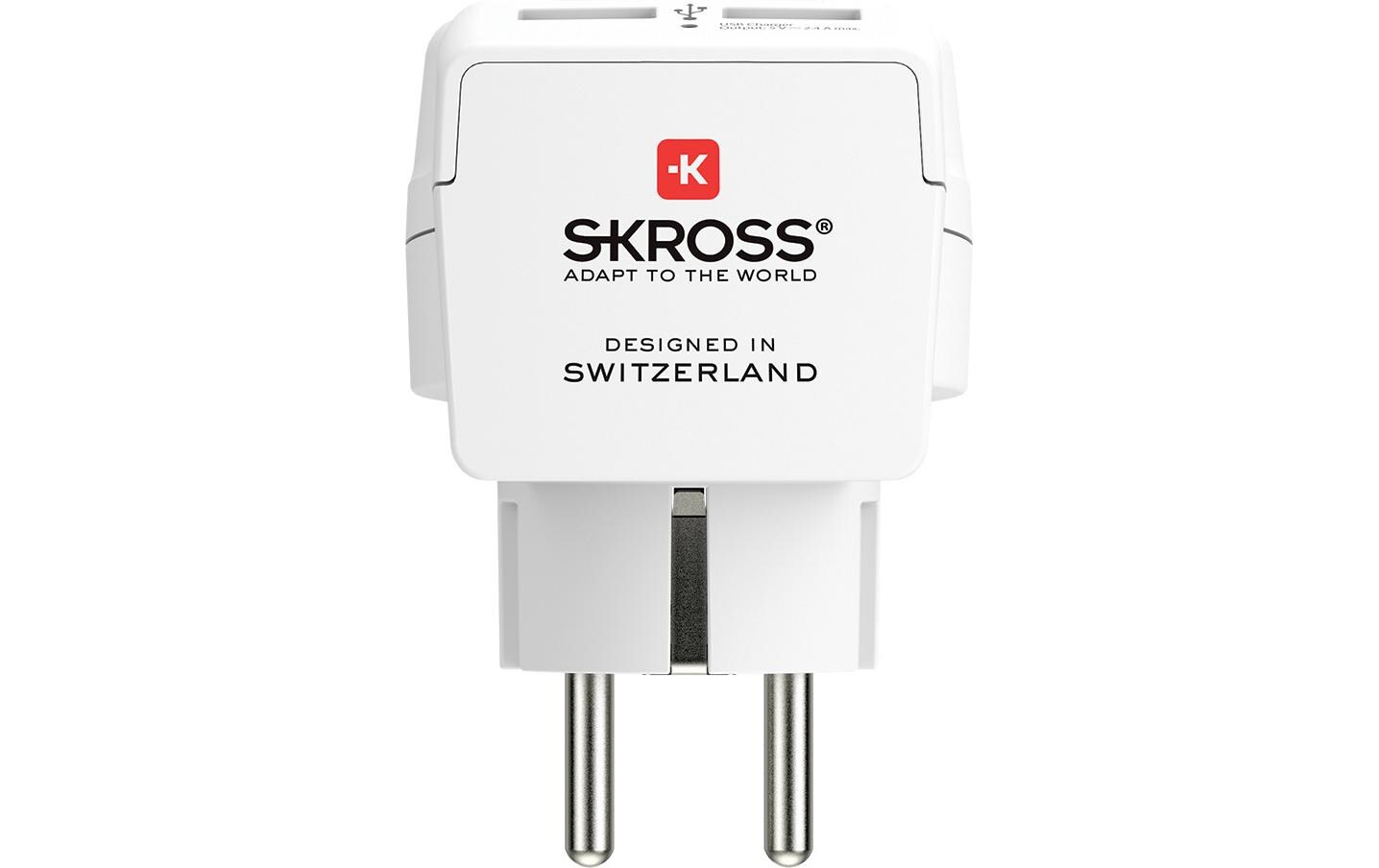 Reiseadapter Country Europe / Europe, USBReiseadapter für alle geerdeten und ungeerdeten 2- und 3-poligen Geräte, sowie USB-Geräte