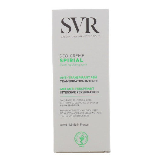 SVR Spirial déo crème anti transpirant 48h - Transpiration excessive