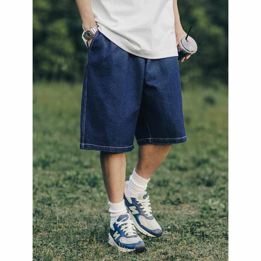 Adotuastic - Denim Jorts met trekkoord en wijde pijpen