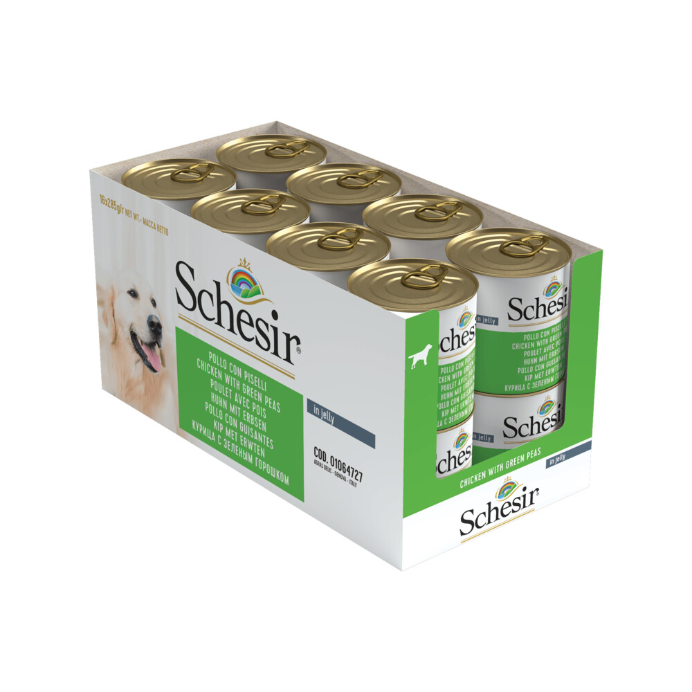 16x Schesir Hondenvoer Kip Erwten in Gelei285 gr
