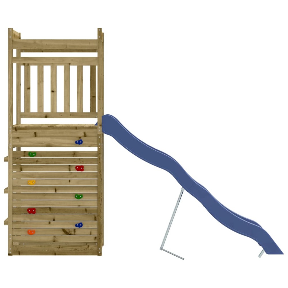 Aire de jeux d'extérieur balançoires toboggan portiques robuste jeux jardin 53 x 267 x 207 cm bois de pin imprégné