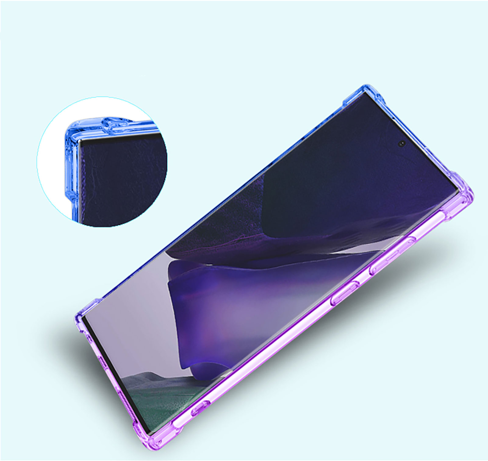 Samsung Galaxy S23 Ultra 5G Gummi Hülle Air Cushion Fallschutz mit Farbverlauf - Lila / Rosa