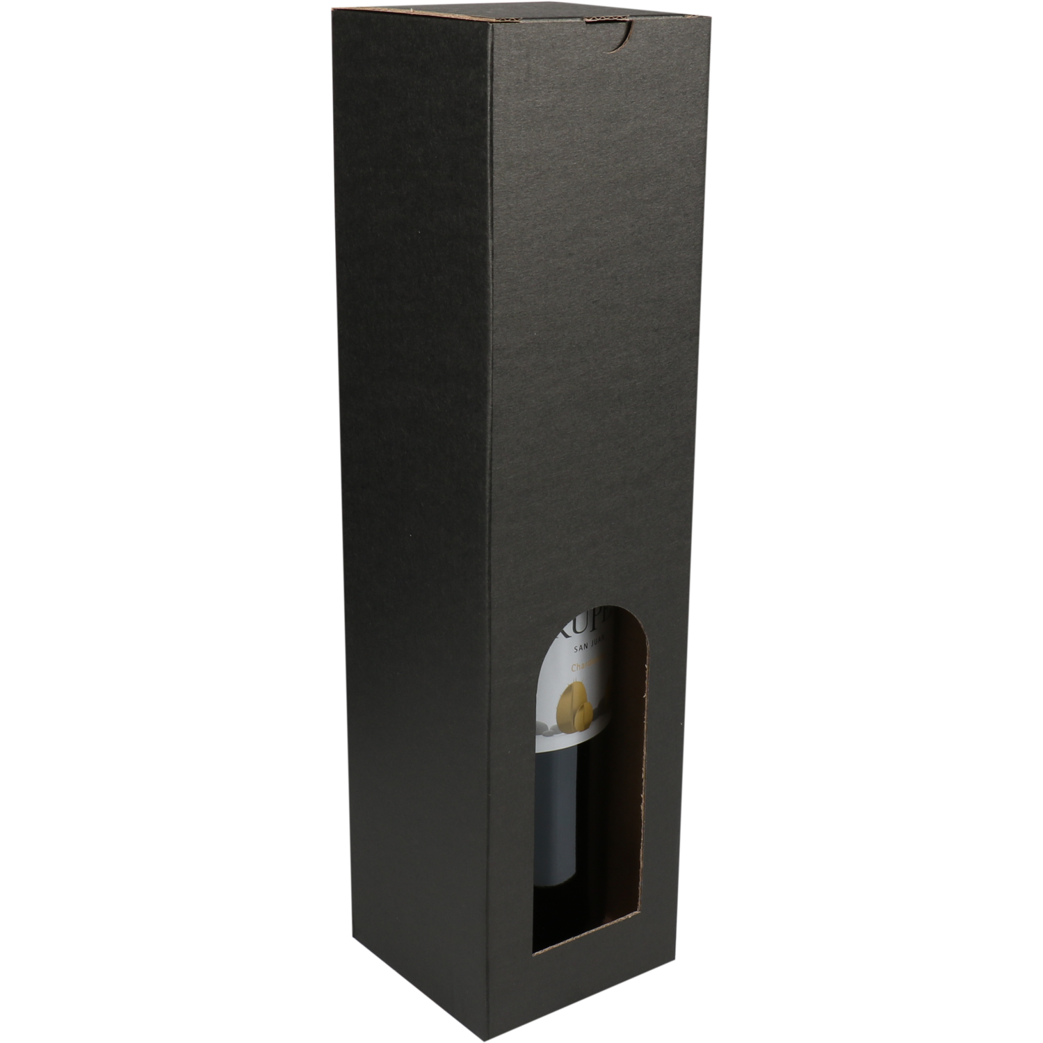 Flesdoos, Basic line, golfkarton, 1 fles, 88x87x350mm, zwart
