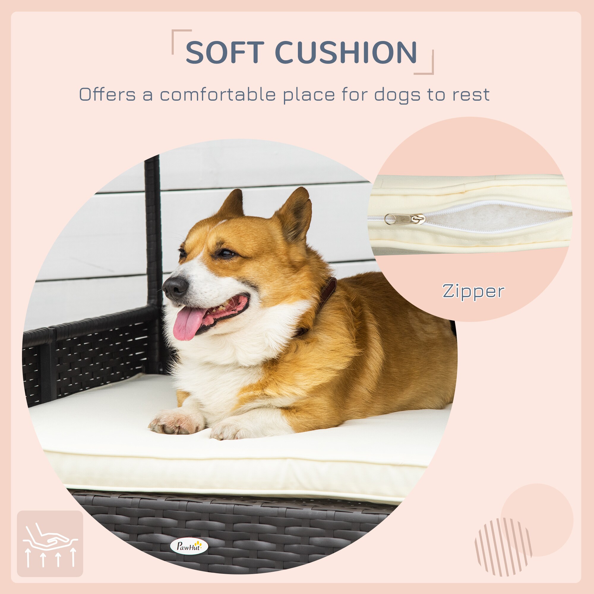 PawHut Hundehaus mit Kissen 95 x 69 x 70 cm (BxTxH)