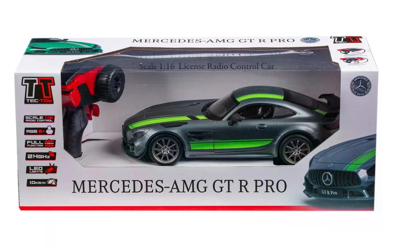 Auto Mercedes-AMG GT R Pro mit Licht, Grau, 1:16Ferngesteuerter Sportwagen mit Licht für Kinder ab 6 Jahren