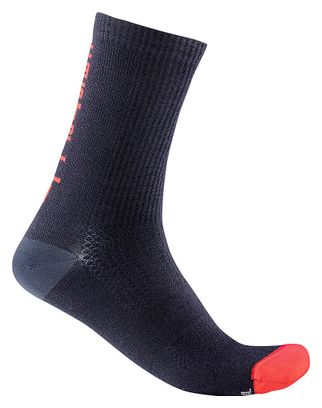 Paire de Chaussettes Castelli Bandito Wool 18 Bleu Marine / Rouge