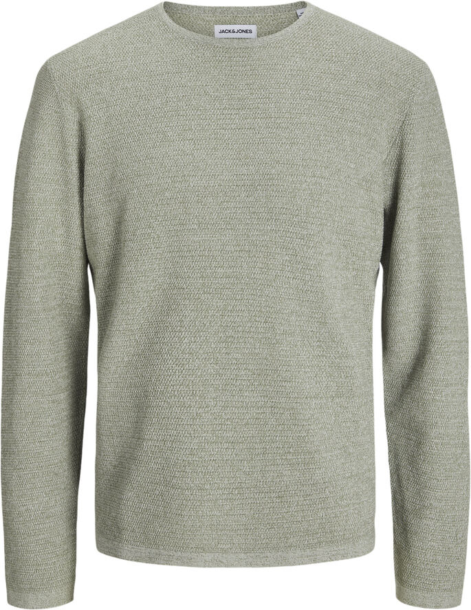 Jack & Jones JJEGEORGE KNIT CREW NECK NOOS Iceberg green/w. cloud dancer