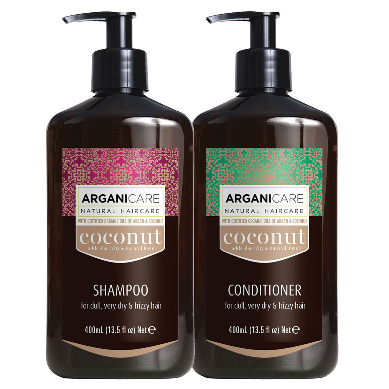 Arganicare Kit à l'Huile de Coco Shampooing et après-Shampooing cheveux secs et frisés - 2x400 ml