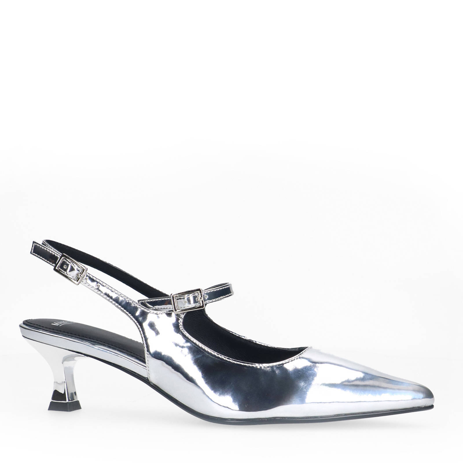 Manfield lakleren slingback pumps zilver