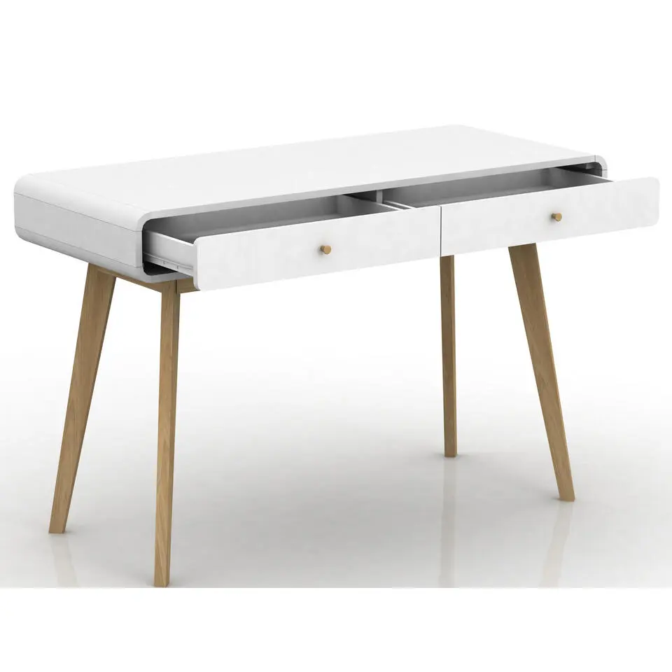 Cassie - Bureau met 2 laden in eiken look / wit