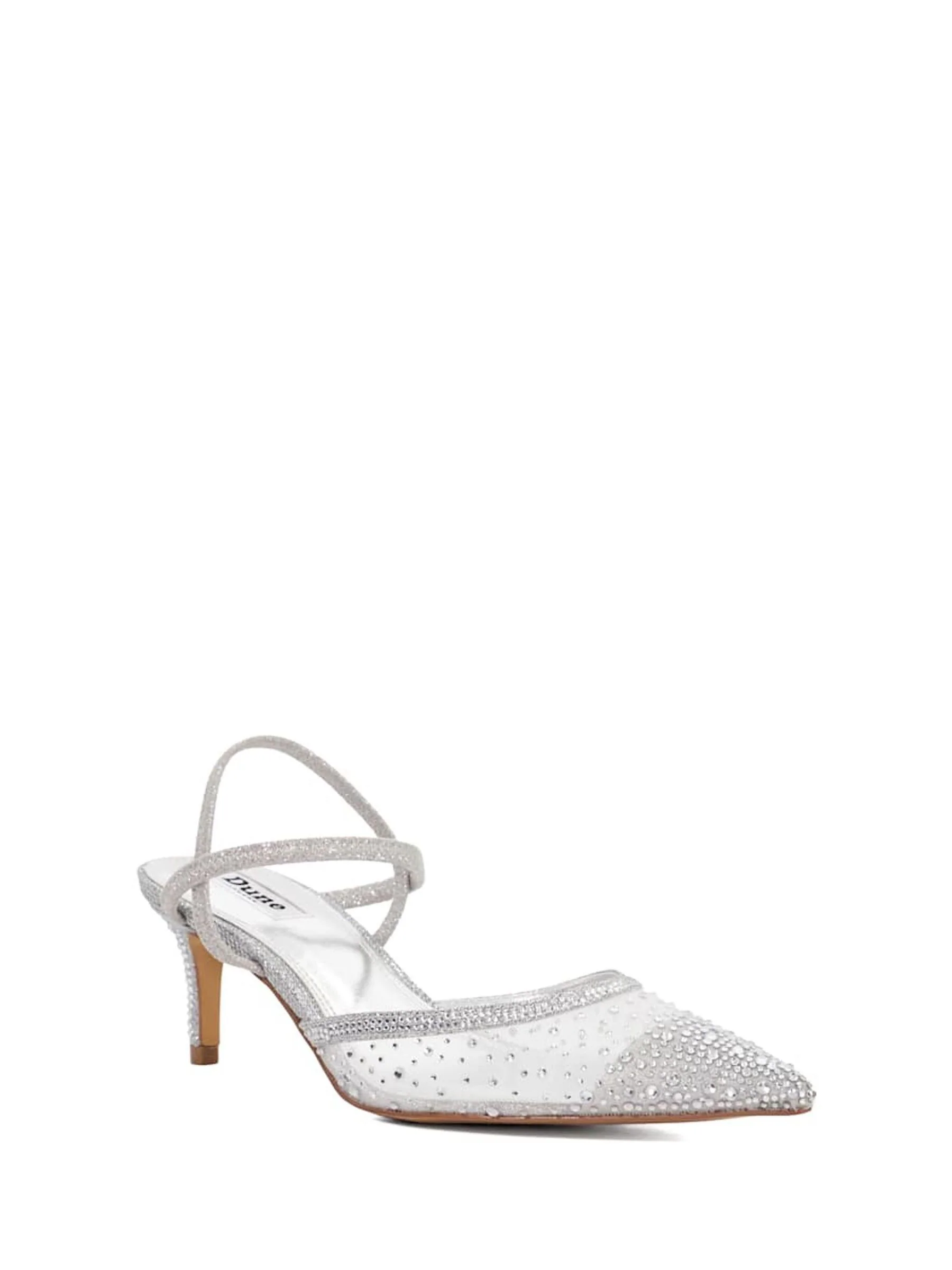 Zilver - Dune London Charismatic Pointed Metallised Fibre Slingback Heels