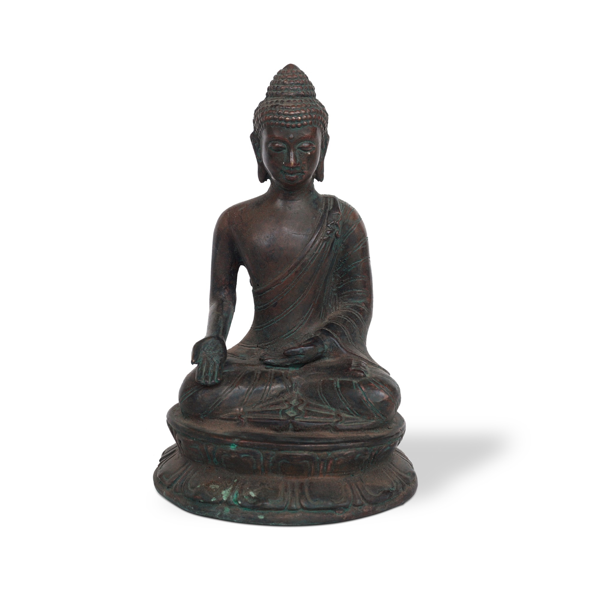 Bronze-Skulptur 'Buddha sitzend', H 18 cm, B 11 cm, L 10 cm von fischer's lagerhaus