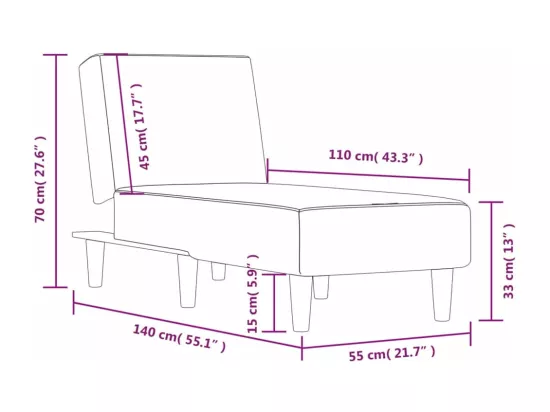 Prolenta Premium - Chaise longue gris clair tissu