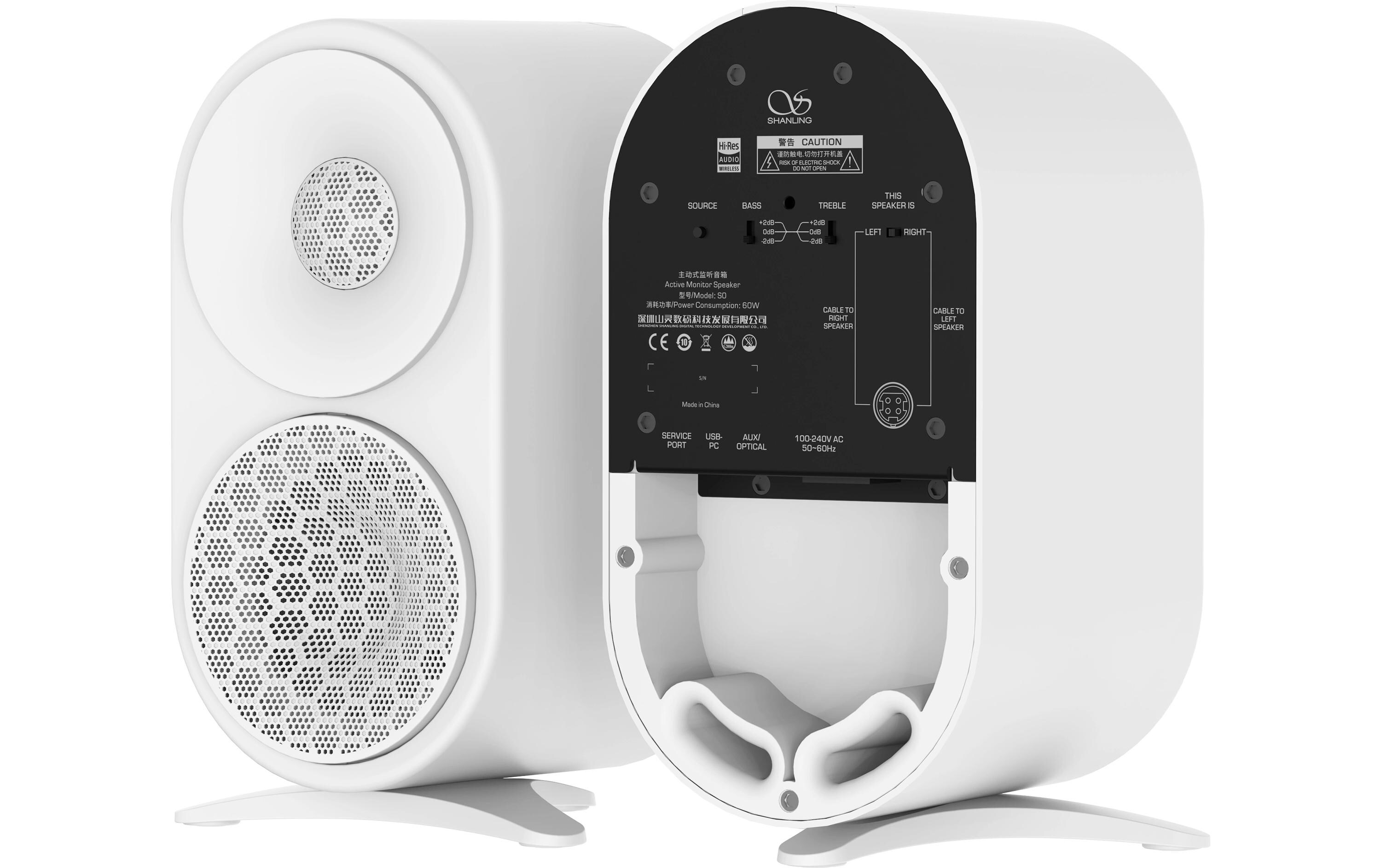 Regallautsprecher Paar S0 Weiss<br>Tragbares Bluetooth-Lautsprecherpaar