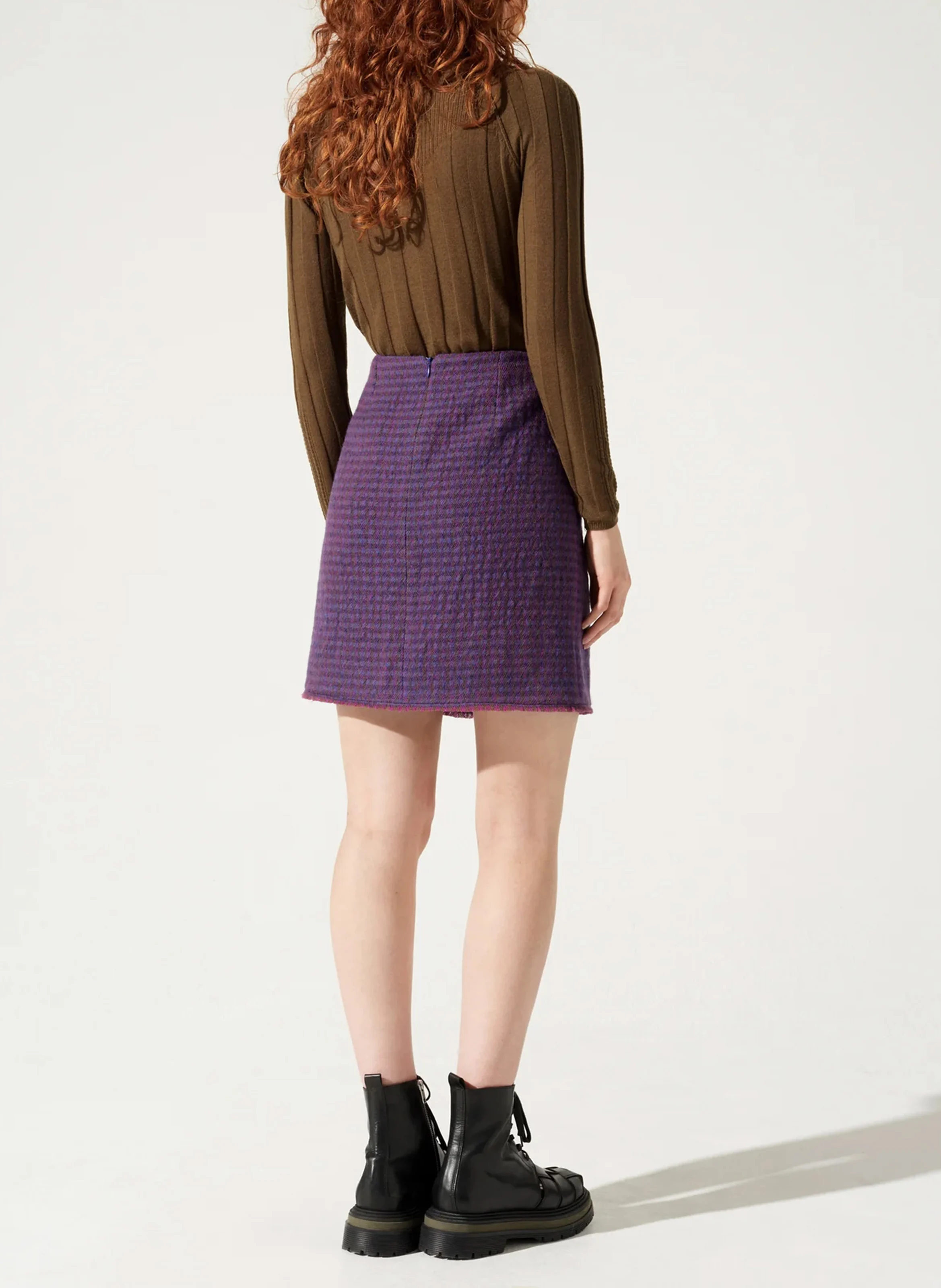 Jupe courte à carreaux| Violet