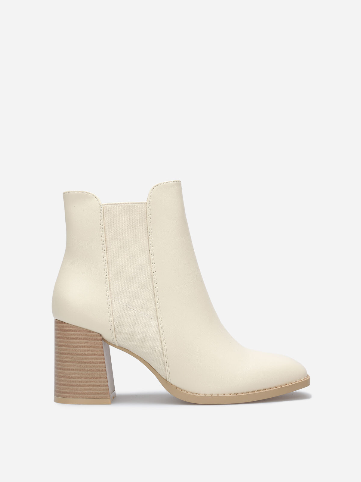 Chelsea à talon et bout carrés- Beige