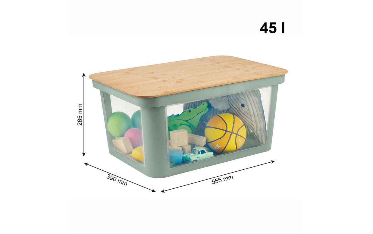Spielzeugbox PINA 45 l Sage GreenStylische Box mit Bambusdeckel
