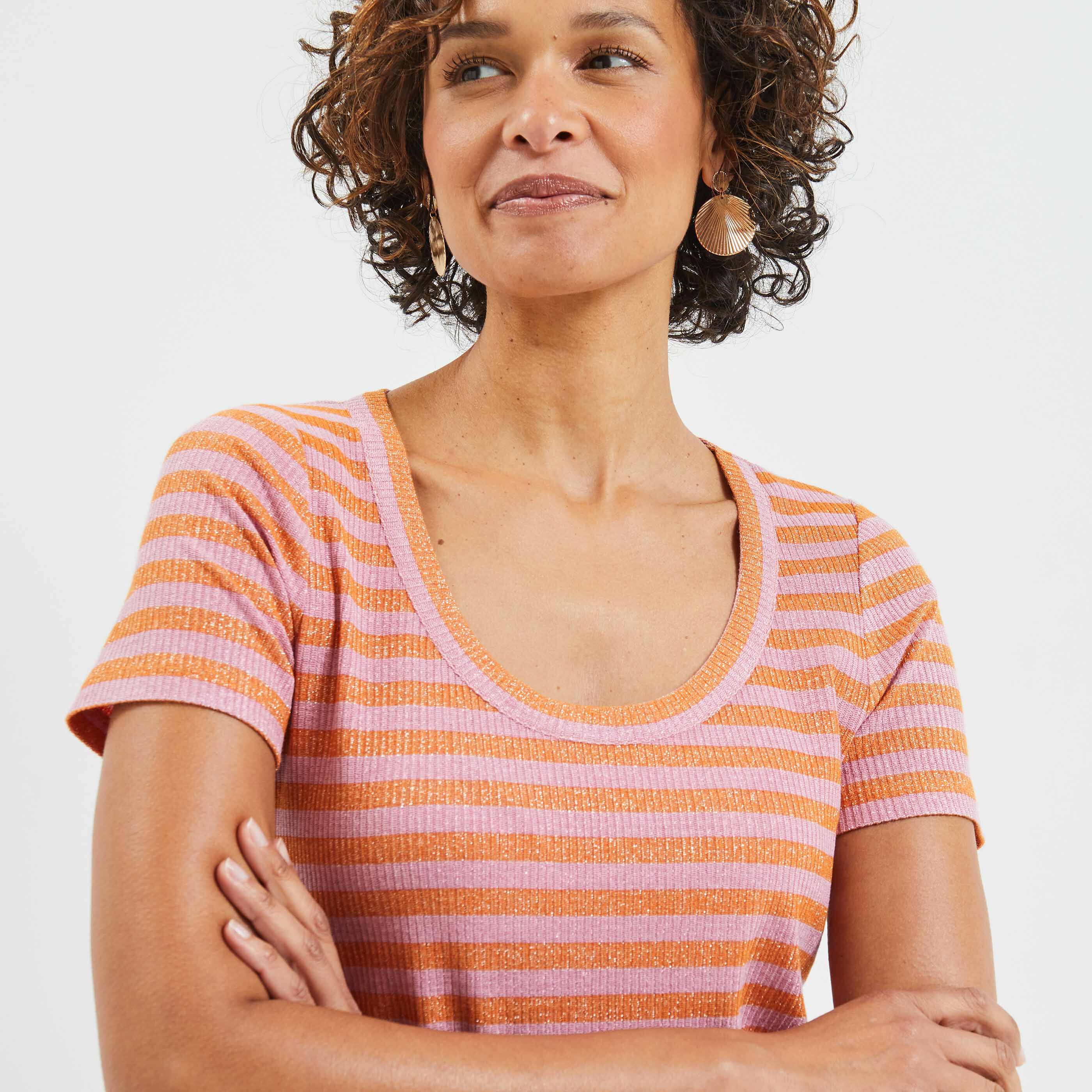 T-shirt rayé femme - ROSE