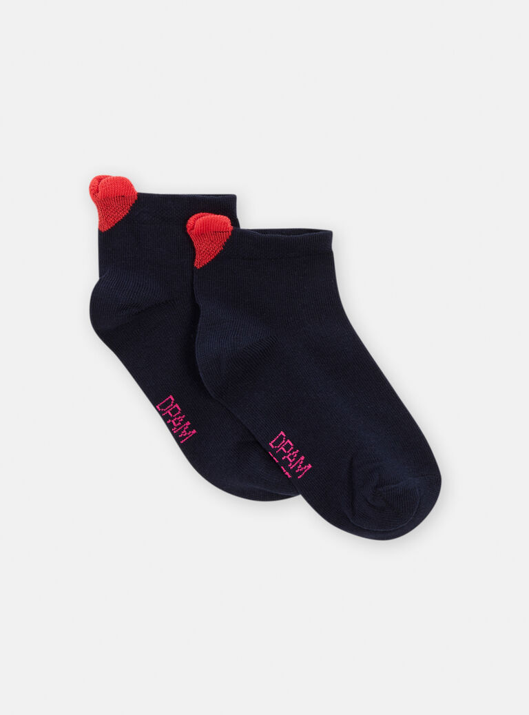 Chaussettes marines à languettes coeurs pour fille