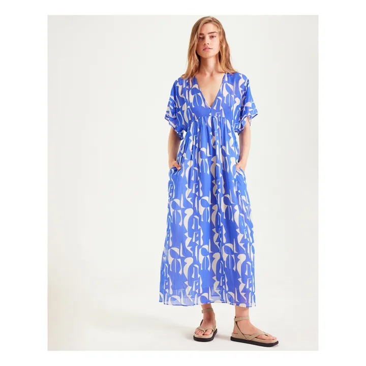 Sacrécoeur Robe Nour Imprimée | Bleu roi
