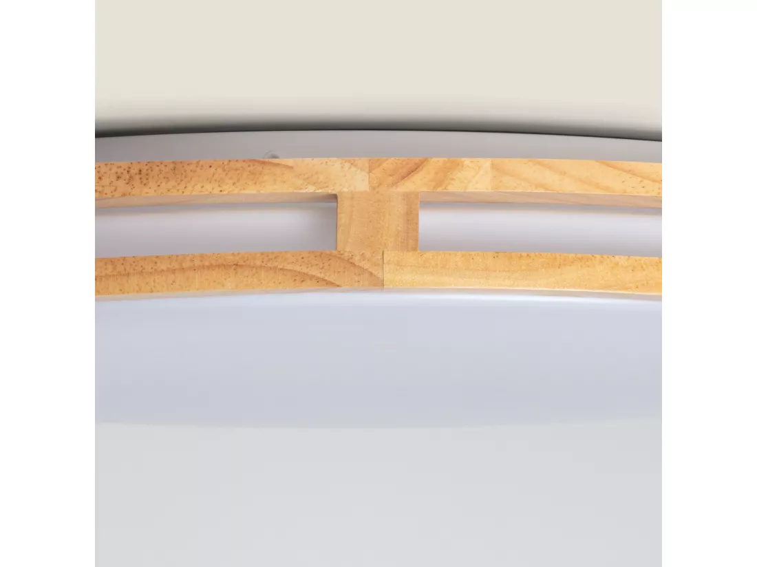 Plafonnier LED Rond Bois 20W CCT Sélectionnable Donati Ø405 mm Bois