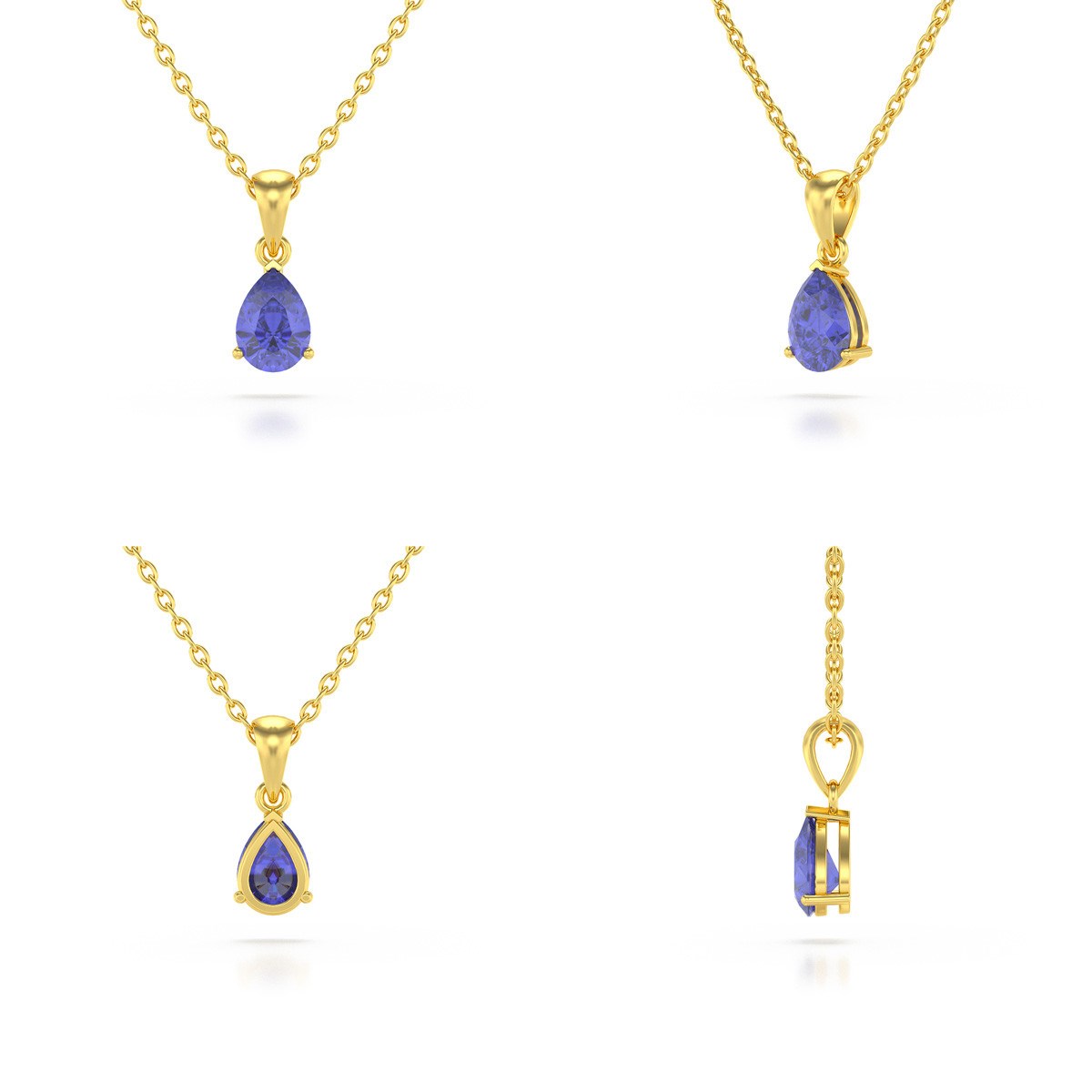 Collier Pendentif ADEN Or 585 Jaune Tanzanite Chaine Or 585 incluse 0.49grs
