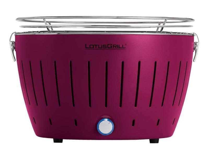 LotusGrill Tischgrill  Original, Pflaumenlila, Ø 32 cm Grillieren mit Holzkohle auch auf dem Balkon