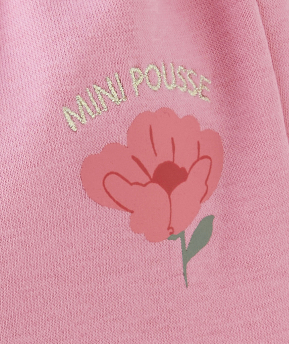 JOGGING BÉBÉ FILLE EN FIBRES RECYCLÉES ROSE AVEC MOTIF MINI POUSSE
