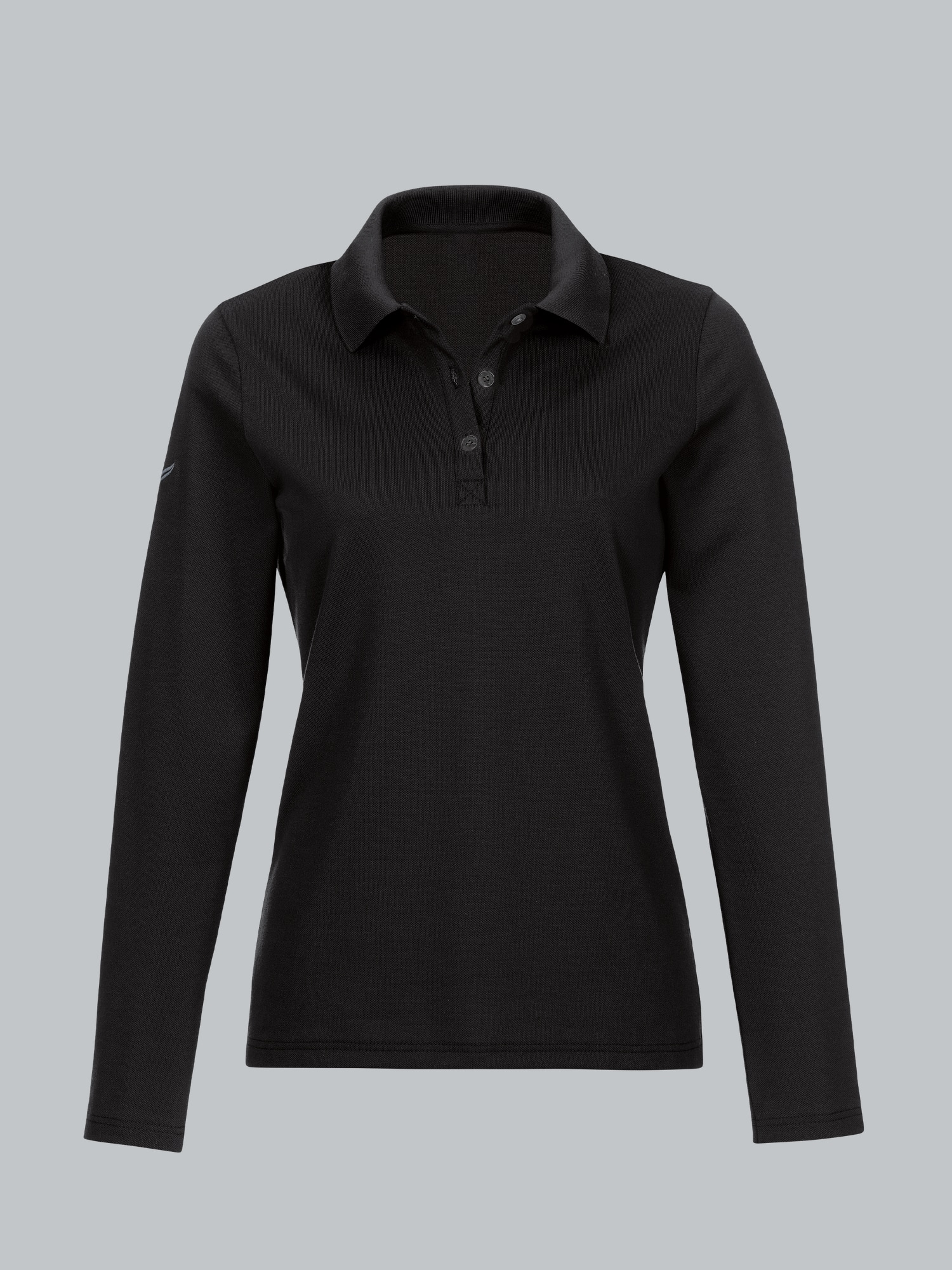 Langarm Poloshirt Schwarz