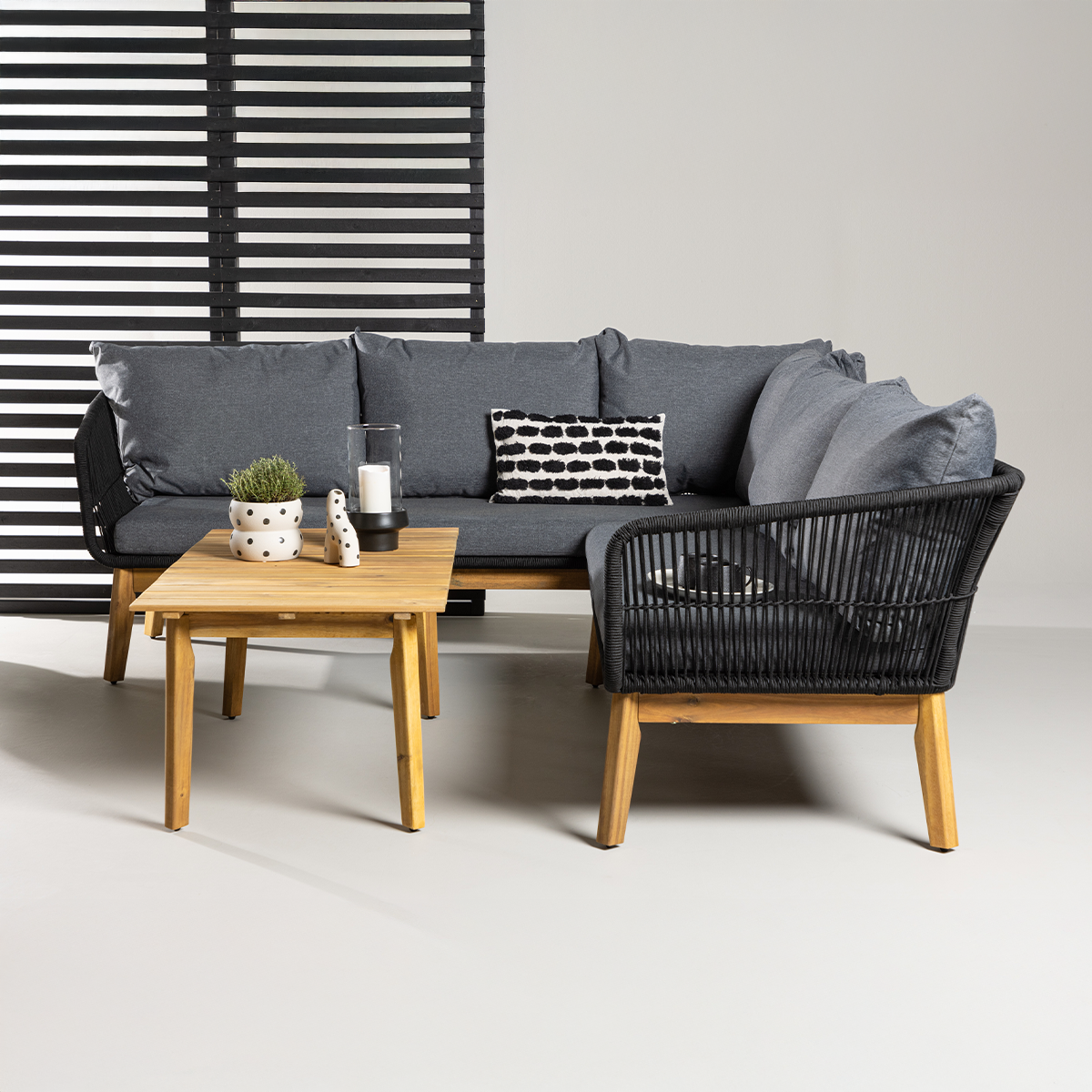Tuin loungeset grijs Pam - met zitkussens Grijs