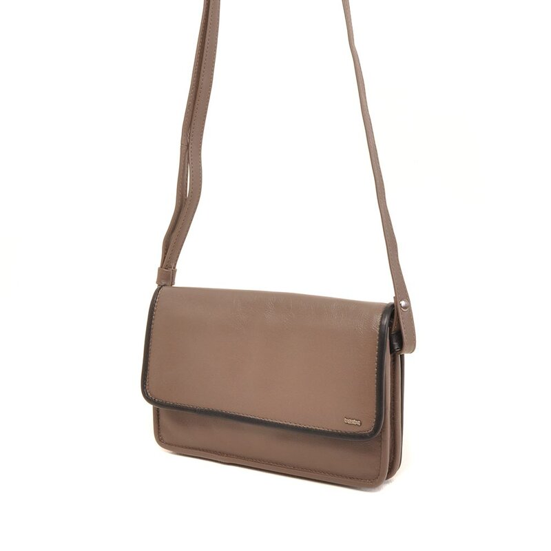 Berba Soft Crossbody Tas Taupe – Zwart
