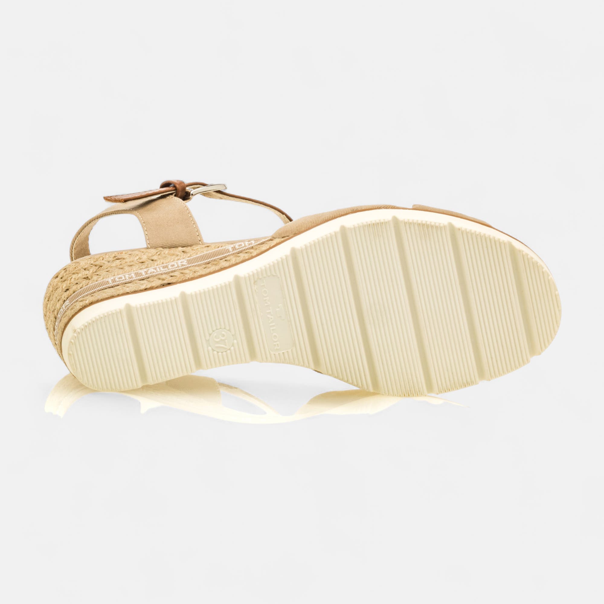 Espadrilles à talon compensé Femme beige