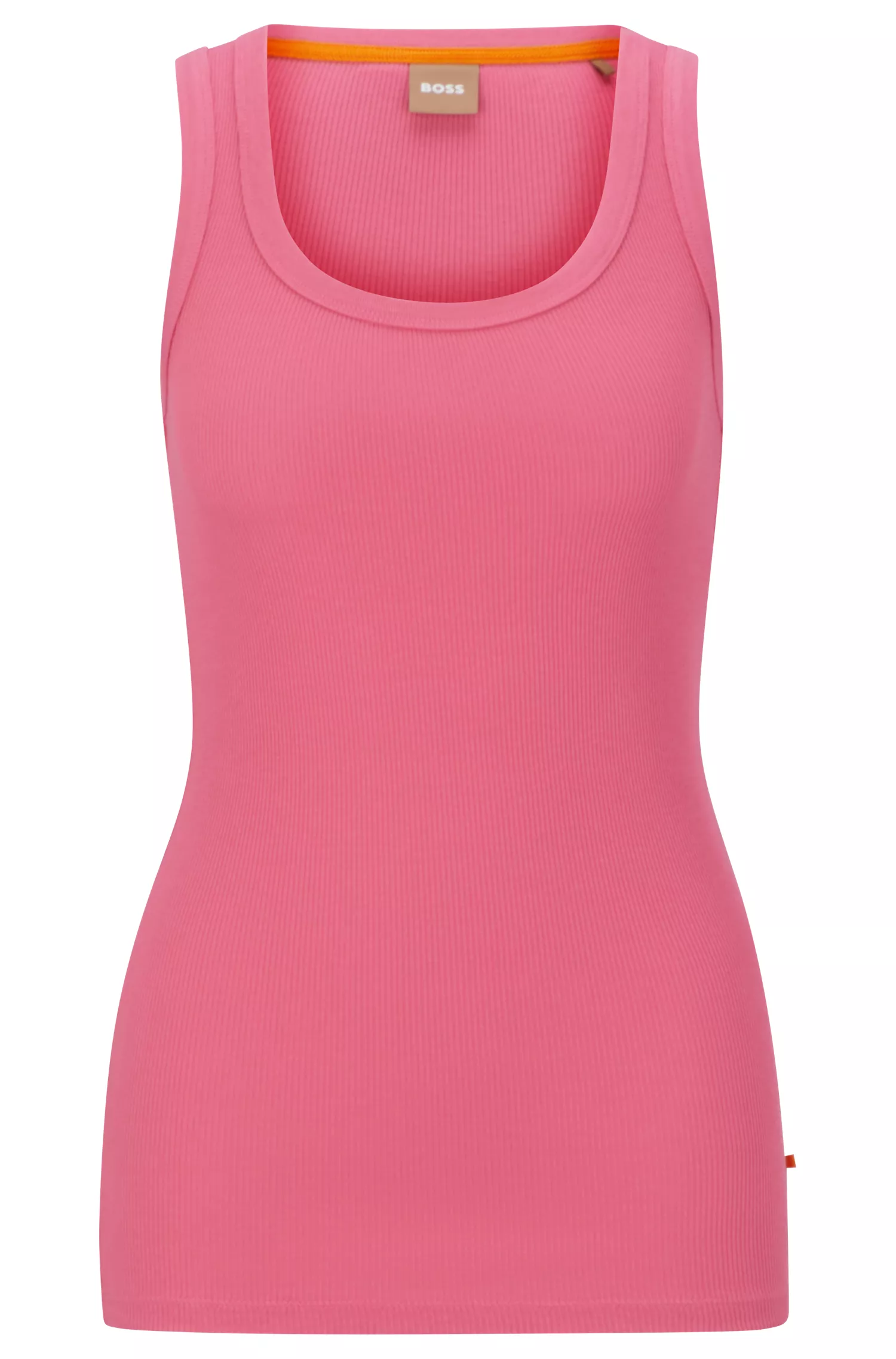 Blusa preta BOSS com decote redondo e bordado do logotipo.