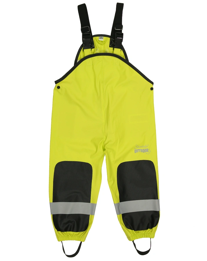 Funktions-Regenhose OUTDKids mit Hosenträgern in limette