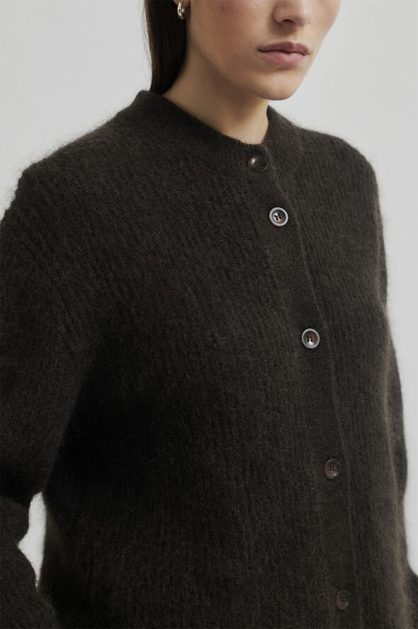Second Female Brook Knit Rib Cardigan Mulch