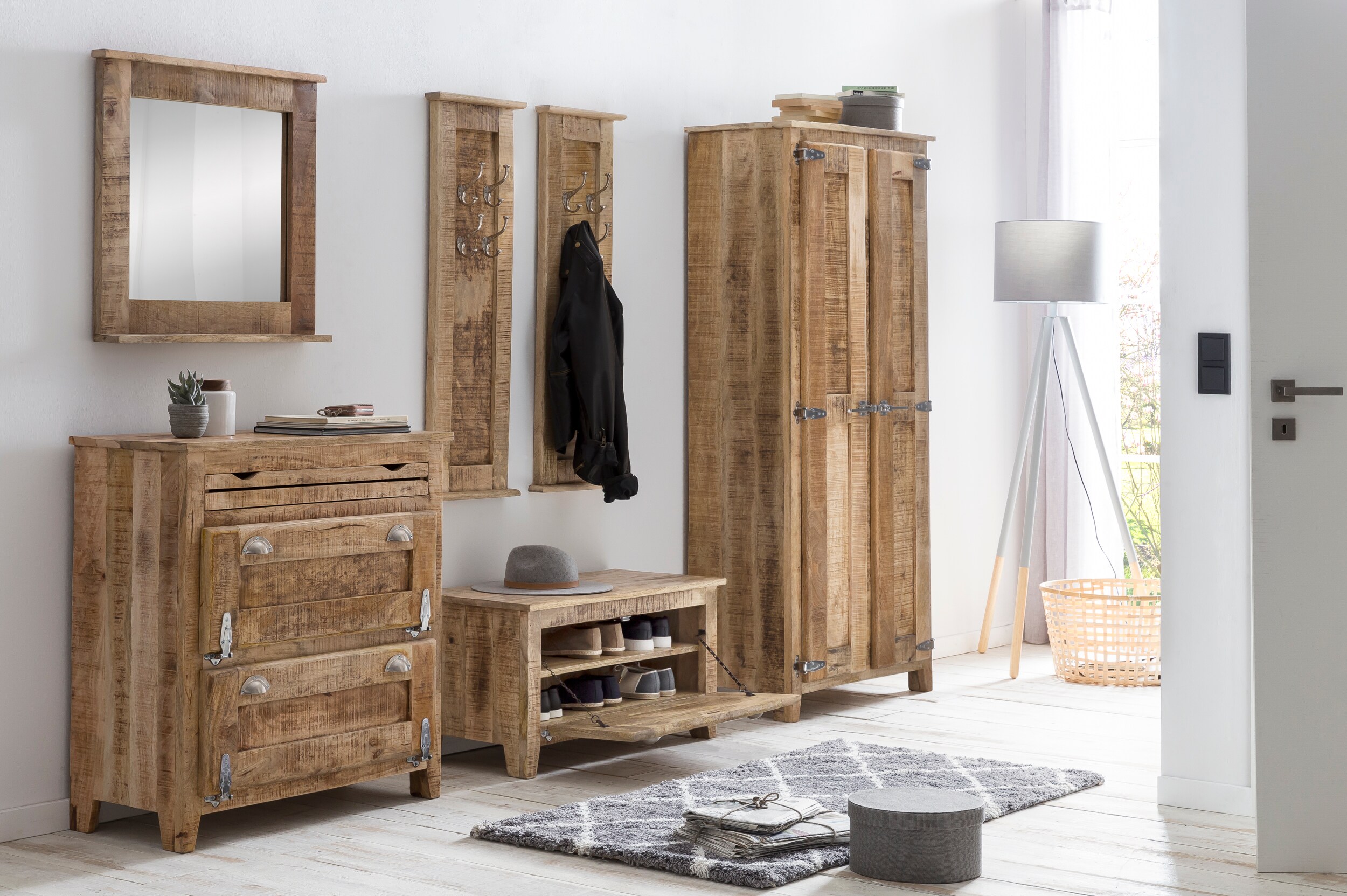 Schuhschrank Frigo Mangoholz Schuhkommode Schuhablage Schuhregal Schuhkipper