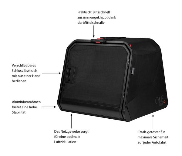 1one1 Origami Hundetransportbox, schwarz, M,