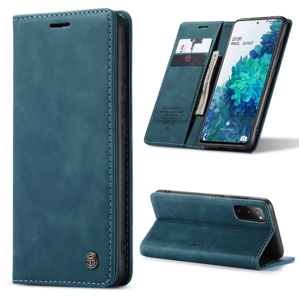 Samsung Galaxy S20 FE / S20 FE 5G Leder Tasche Flip Wallet Etui mit Kartenfächern - Blaugrün