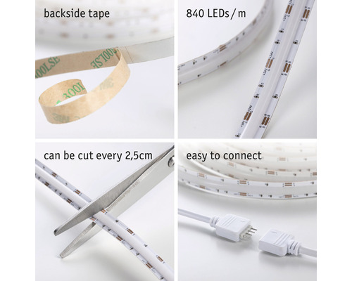 SimpLED kant-en-klare Full-Line COB basisstripset 3 m 22W 990 lm RGB kleurveranderende 2520 gecoate LED's met afstandsbediening 24 V