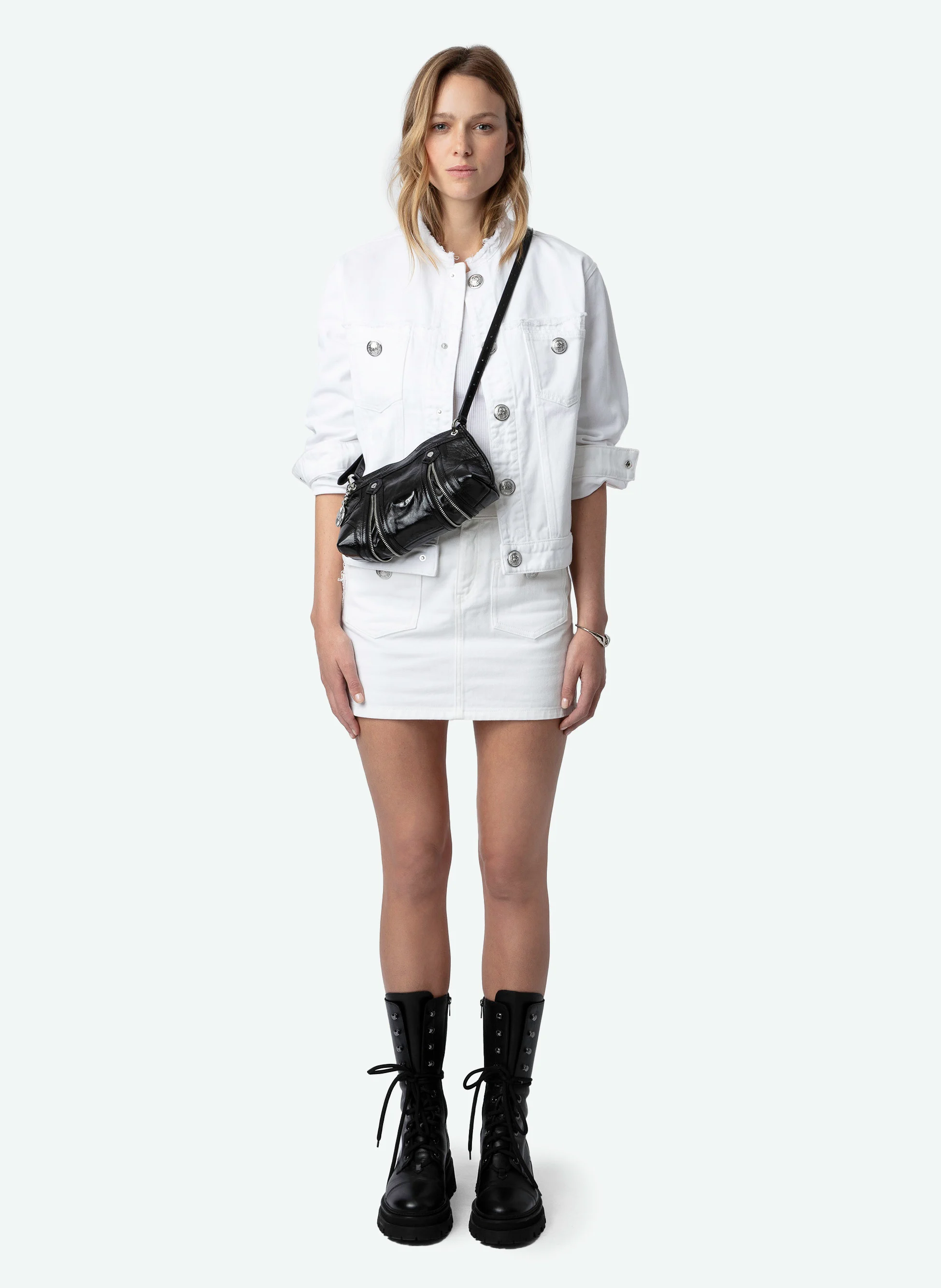 SUNNY MOOD - Sac bandoulière en cuir vernis | Noir
