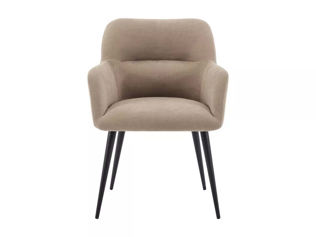 Lot de 6 chaises avec accoudoirs en tissu et métal noir - Beige - HEKA