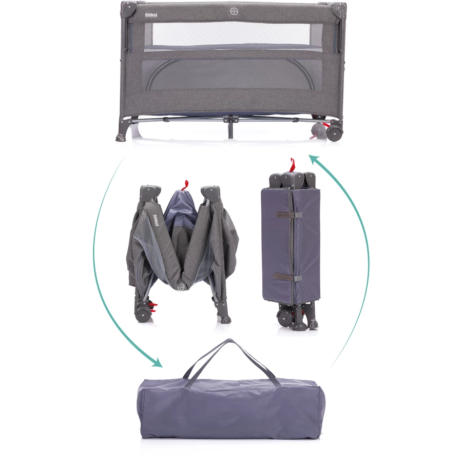 fillikid Reisebeistellbett grau melange